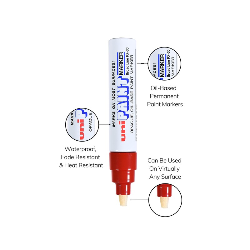 Uni-Ball Uni Paint PX-30 Oil-Based Paint Markers, Broad Line (8mm),