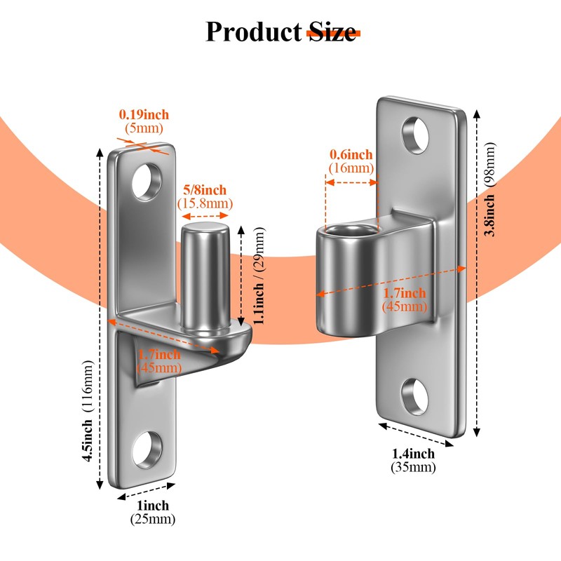 Aglehome 2pack Gate Hinges Heavy Duty, Wall Mount Gate Hinge