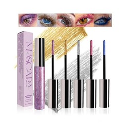 Colored Mascara,5 Colors Colorful Mascaras Set, Long-Lasting Smudge-Proof Fast Dry Volumizing Lengthening Pearlescent and Shimmering Mascaras for Eye Makeup,Christmas Gift for Women
