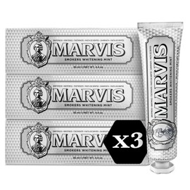 Marvis Smokers Whitening Mint Toothpaste, 3 × 85 ml, Whitening Toothpaste Promotes Natural Teeth Whitening, Toothpaste Removes Plaque & Gives Long-Lasting Freshness