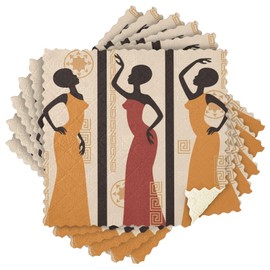 ALAZA Beautiful African Women Dish Towels Set of 6,Dish Bar Tea Towel Dishcloths Washable Fast Drying Dish Cloth Reusable Cleaning Cloth,11 x 11 inches