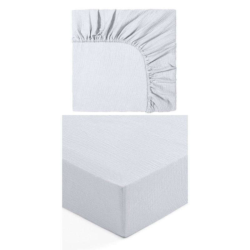 Fitted Crib Sheet Full Cotton Crinkle Fabric Soft Breathable Comfortable