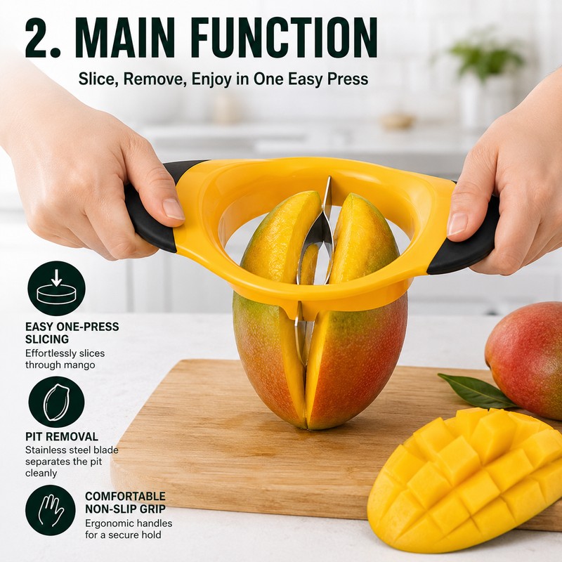 Mango Slicer & Pitter for Kitchen Prep – Stainless Steel