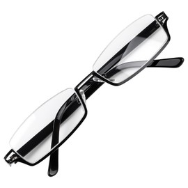 CINECE Underrim Date Glasses, Fashion Glasses, Square, Blue Light, Glasses Frame, UV Protection, Bottom Frame, Metal, Unisex, Black