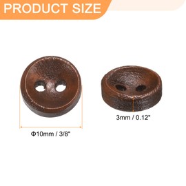 HARFINGTON 10pcs 16L Wooden Sewing Button 3/8"(10mm) 2 Holes Wood Round Craft Replacement Buttons for Clothing DIY Crafts Decoration, Medium Brown