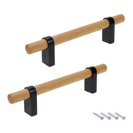 Mcredy Black Drawer Pulls Wood Cabinet Pulls 3.78" Hole Distance Wooden Cabinet Pulls Black Zinc Alloy Pack of 2