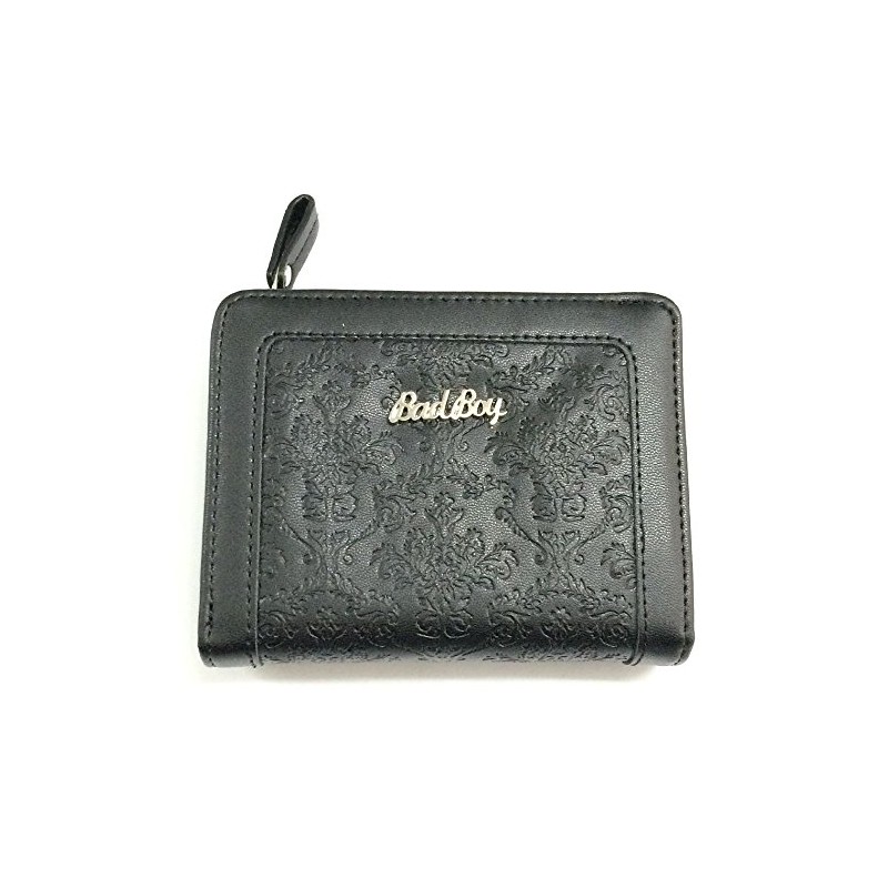 Bad Boy Bi-fold Wallet with L-Shaped Zipper Coin Case, Black