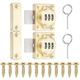 PATIKIL 2Pcs Combination Cabinet Lock, 3-Digit Password Cabinet Safety Lock Zinc Alloy Mechanical Keyless Password Door Latch with Screws for Drawer Cupboard,Gold