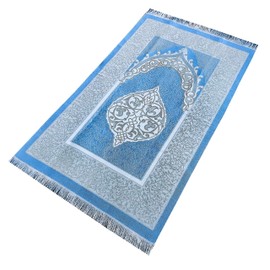 Mihrab Style Portable Ottoman Prayer Mat/Rug, 115 x 65 cm (Baby Blue)