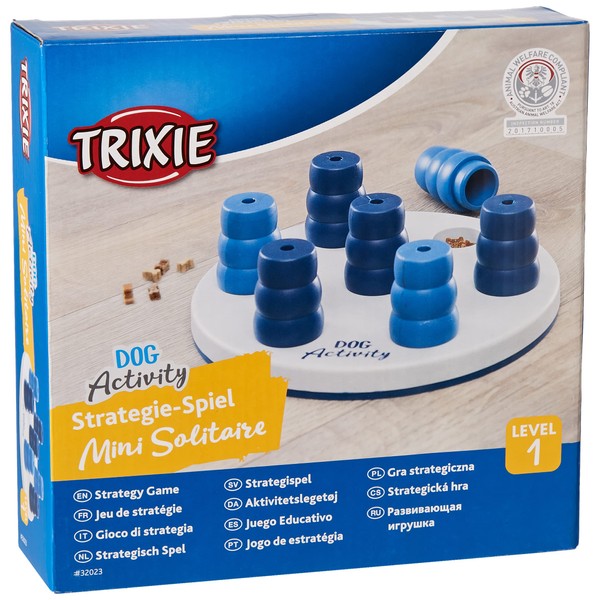 TRIXIE Pet Products Mini Solitaire Game for Dog, Level 1, Wite/Blue, 7.75 x 7.75 in. (32023)