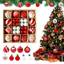 44PCS 6cm Christmas Ball Ornaments Shatterproof Balls Christmas Tree Hanging Balls Christmas Ornaments Balls Xmas Balls Ornaments Shatterproof Christmas Decorations with Strings for Xmas Wedding Red