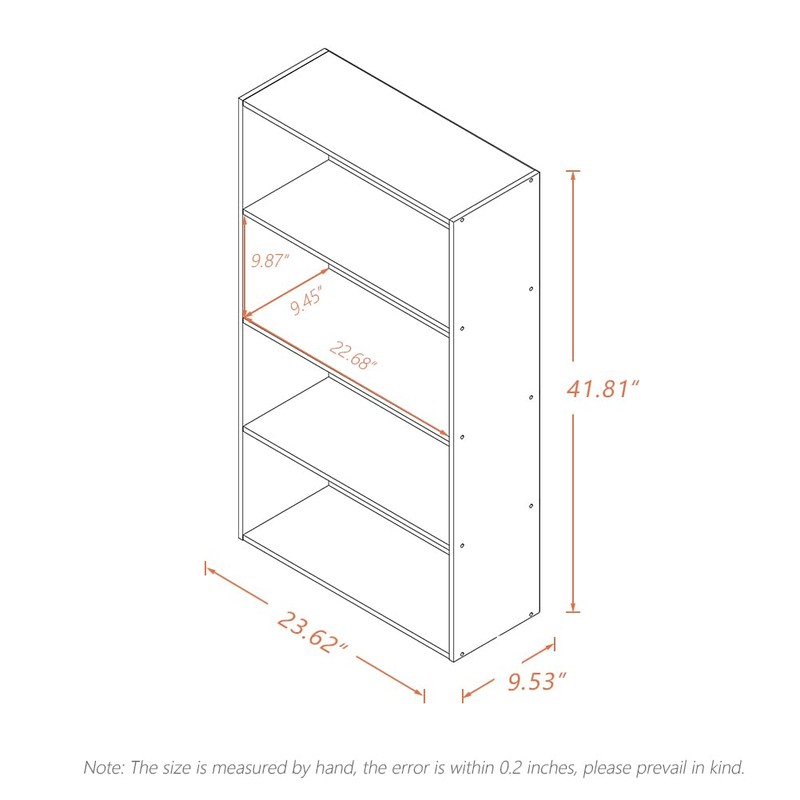 NELYE Basic Open Shelf Bookcase - 4-Tier Wooden Cube Storage