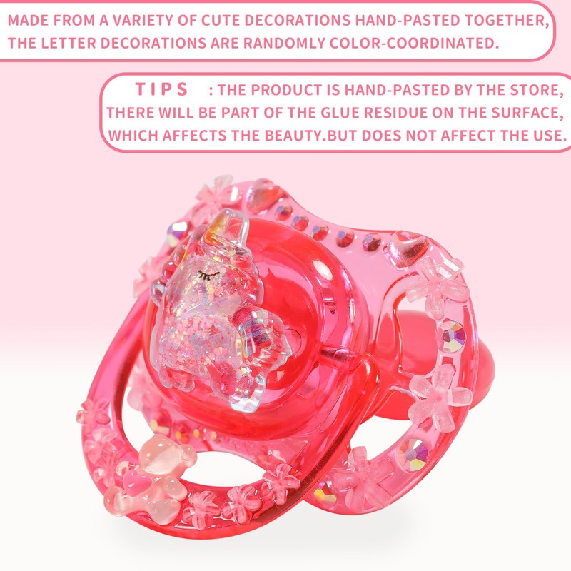 CutiePlusU Adult Sized Pacifier Dummy for Adult DIY Handmade-Unicorn Crystal