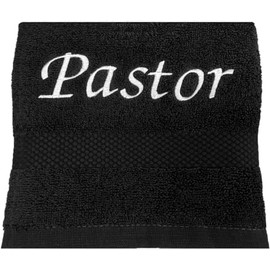 Liberty21 Embroidered Pastor, Clergy Towel. 13” x 13”. Pastor Appreciation Gifts for Men Women. Christian Faith. Thank You Gifts. (Black)