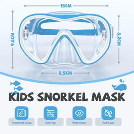 Findway Children's Diving Goggles, Swimming Goggles Snorkel Mask Children with Nose Protection, Suitable for Children Aged 4-16 Years, 180° HD Panoramic View, Waterproof and Anti-Fog Diving Mask