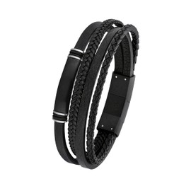s.Oliver Men's Leather Bracelet, Stainless Steel, Stainless Steel, 2 Colour