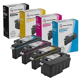 LD Compatible Toner Cartridge Printer Replacements for Dell E525w (1 Black, 1 Cyan, 1 Magenta, 1 Yellow, 4-Pack)