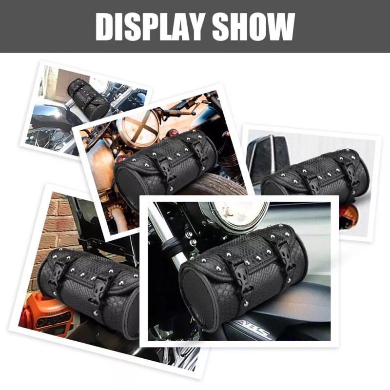 Motorcycle Front Fork Tool Bag Pouch Storage Luggage SaddleBag Leather