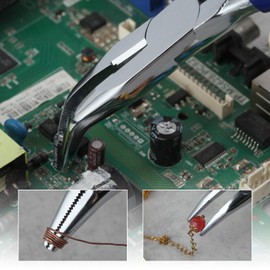 GOLD DEER 6 Inch Mini Bent Nose Pliers Mini Bent Nose Pliers with Serrated Jaw Mini Jewelry Pliers Precision Fine Pliers Jewelry Tool Micro Angle Needle Nose Pliers for Gripping and Bending Wires