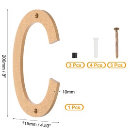 PATIKIL 8 Inch House Numbers, House Address Numbers Sign Large Floating Modern Home Number with Screws for Outside Door Wall Street, Gold, C