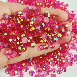 Resin Flatback Rhinestones,1000pcs 6mm Resin Rhinestone Round Flatback Crystal AB Resin Rhinestone for Clothes,Bottles,Tumblers,Cups,DIY Face Makeup Nail Art(Dark Rose Red AB)