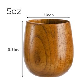 Hiceeden 6 Pack Wooden Tea Cups, 4 Oz Japanese Style Cups Handmade Natural Wood Water Cup for Drinking, Wine, Milk, Coffee