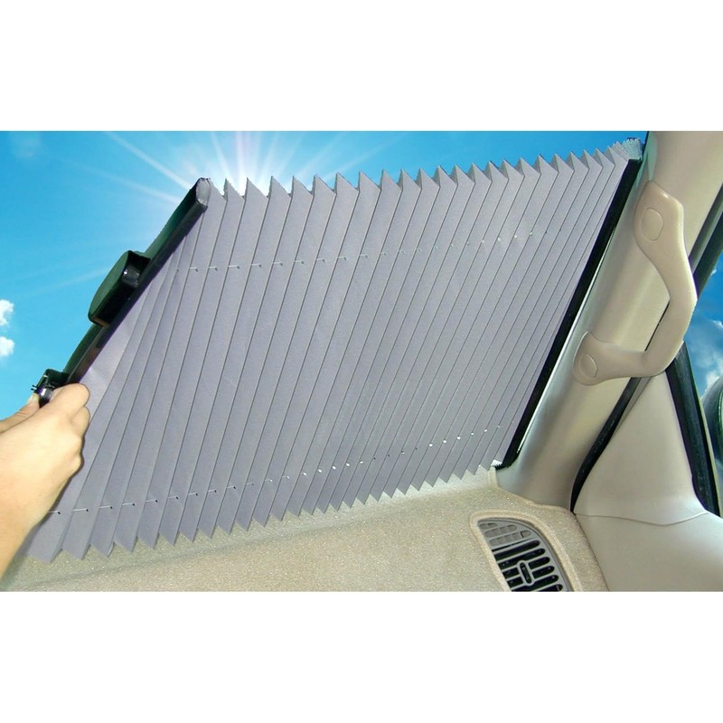 25 inch Large Fit Retractable Shade Auto Windshield Sunshade Silver