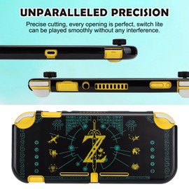 DLseego Zelda Protective Case for Switch Lite Version, Hard Shell Cute Cover Case for Zelda Games Accessories with 2PCS Thumb Grips Caps - Black Sword