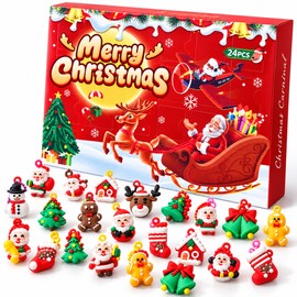 Christmas Advent Calendar with 24 Mini Holiday Surprises, 24 Day Countdown Gift Box for Kids & Adults, Festive Christmas Charm Calendar for Gifts, Treasure Hunts & DIY Crafts