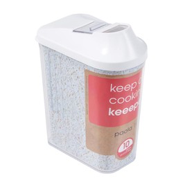 keeeper Dry Storage Container - Fully Adjustable Dosing Lid, Plastic, 1 Litre, 11 x 6.5 x 19 cm, Paola, White