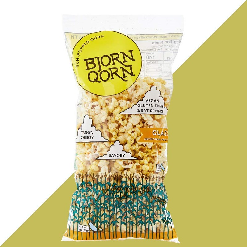 BjornQorn 12-Pack (Classic) Popcorn - Vegan & Gluten Free-Savory, Cheesy,