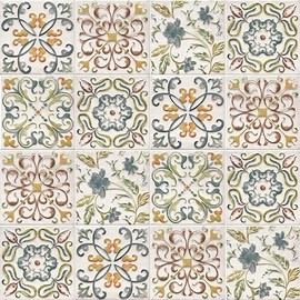 Wudnaye Bohemian Wallpaper Peel and Stick Faux Tile Contact Paper 17”×118” Tile Pattern Removable Self Adhesive Wallpaper for Backsplash Waterproof Contact Paper for Kitchen Cabinets Vinyl Decorative