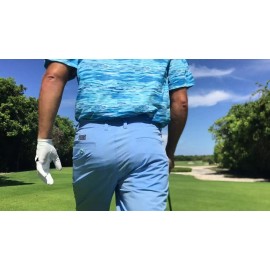 Hreski Golf 124 Water Waves Design Moisture Wicking Stretch Golf Polo- size L