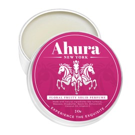 Ahura Herbal Natural Floral Eau de Parfum, Solid Perfume Balm, with notes of with Iris, Patchouli, Warm Vanilla & Spun Sugar, No Alcohol, TSA Approved, Cruelty-Free, Handmade, Sensual, 2 oz (Floral)