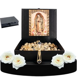 Wedding lasso crystal with Jesus christ and virgen de guadalupe in a Premium gift box - Lazo de bodas de iglesia para novios - lasso for wedding ceremony - wedding lasso catholic set - lazo para bodas