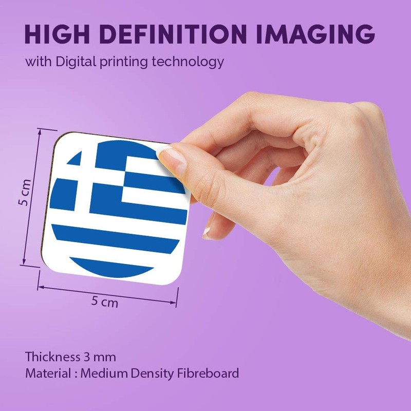 1 x Square MDF Fridge Magnet - Greece Greek Flag