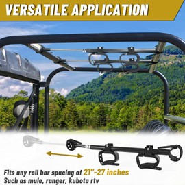 StarknightMT UTV Gun Rack - UTV Overhead Gun Holder Roof Gun/Bow Rack with Soft Padding, Adjustable Fits 21"-27" Spacing Compatible with Polaris Ranger Kawasaki Mule Uforce