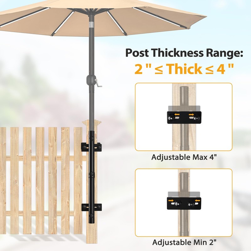 ZZM Patio Umbrella Holder for Deck Railing, Adjustable Deck Umbrella