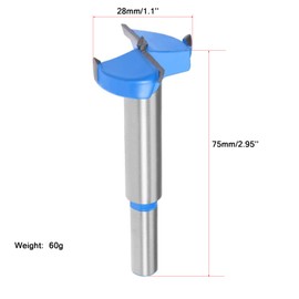 TA-VIGOR Forstner Drill Bit 28mm, Tungsten Carbide Wood Hole Saw Auger Opener for Woodworking Hinge Hole Drilling Boring Bit Cutter Blue