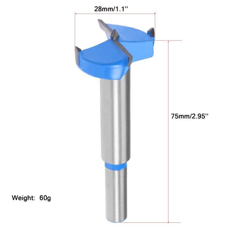 TA-VIGOR Forstner Drill Bit 28mm, Tungsten Carbide Wood Hole Saw