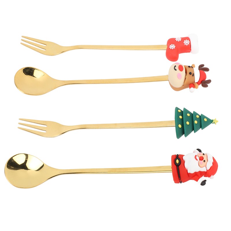Christmas Spoons Forks Stainless Steel Cute Stylish Christmas Tableware Set