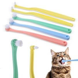 5 PCS Small Dog & Cat Toothbrush Micro Head, Puppy Tooth Brushing Kit Pets Toothbrush Cat Dental Care Oral Hygiene Deep Teeth Cleaning Brushes 360 Degree Soft Bristles Round&Pointed Toothbrushs