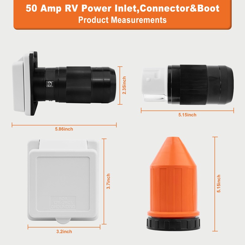 Ficstar 50 AMP RV Power Inlet Twist Lock RV Shore