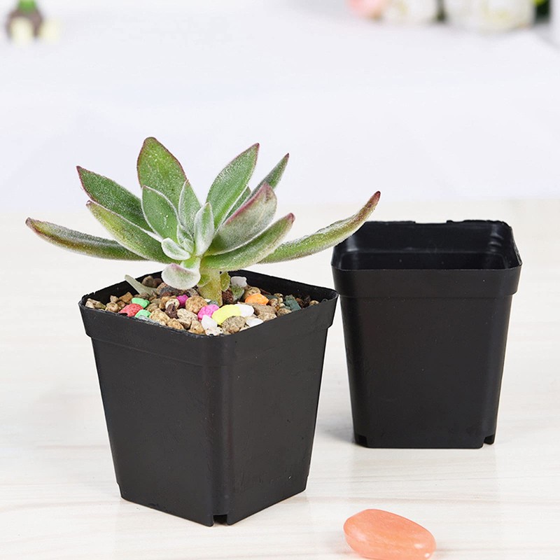 HOIGON 100 Pack 3 Inch Black Square Nursery Pot, Durable