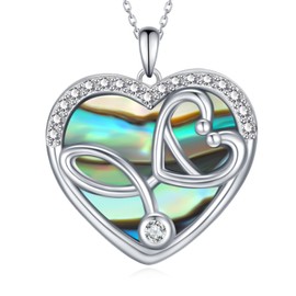 Feijisi Nurse Gifts Nurse Necklace 925 Sterling Silver Heart Stethoscope Pendant Necklace Nurse Jewelry Gifts for Women Nursing Doctor Medical Student