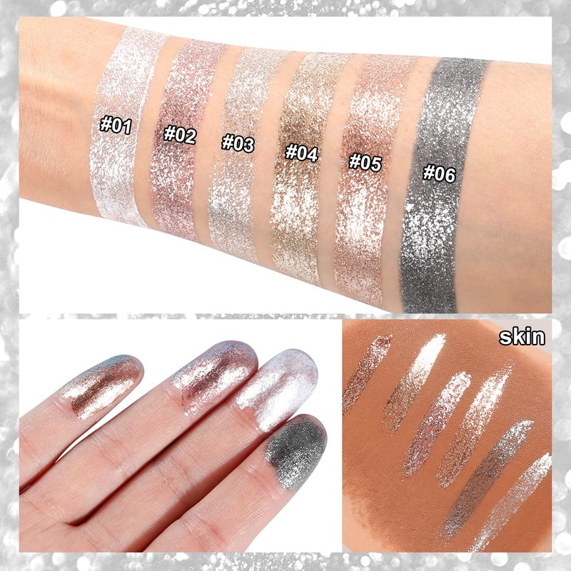 DE'LANCI Diamond Champagne Liquid Eyeshadow Glitter, Intense Metallic Shine Liquid