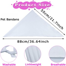 12 Pieces Sublimation Pet Bandanas White Heat Transfer Triangle Dog Scarf Blank Big Washable DIY Polyester Dog Bibs Kerchief Apparel Accessories for Dogs Puppy Cats (White-12Pack)
