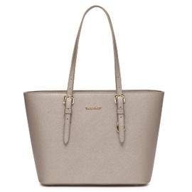 David Jones - Women's Shopping Handbag - Shoulder Bag - PU Leather Long Handle - Shopper Capacity Medium Size - Elegant City Bag - Silver