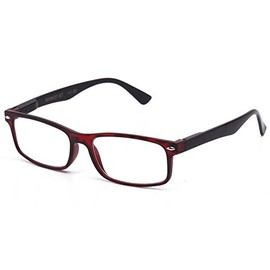 Ligh Compact Squared Fashion Reading Glasses Translucent Red Wine Spring Hinges