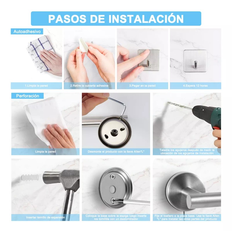 Juego Sets De Accesorios Para Baño Inoxidable Toallero 15pzs
